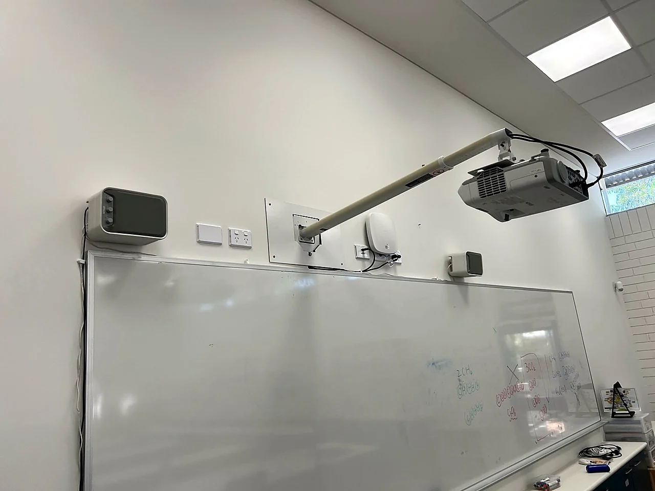 Modern commercial interior with integrated display setup